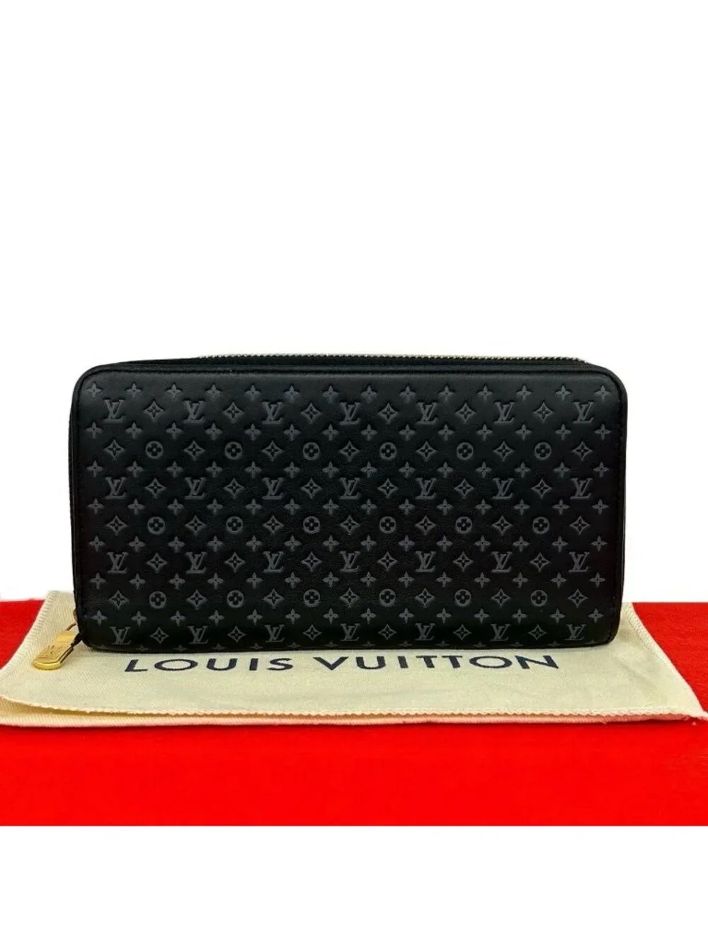 Louis Vuitton Zippy Wallet Nanogram Leather Black